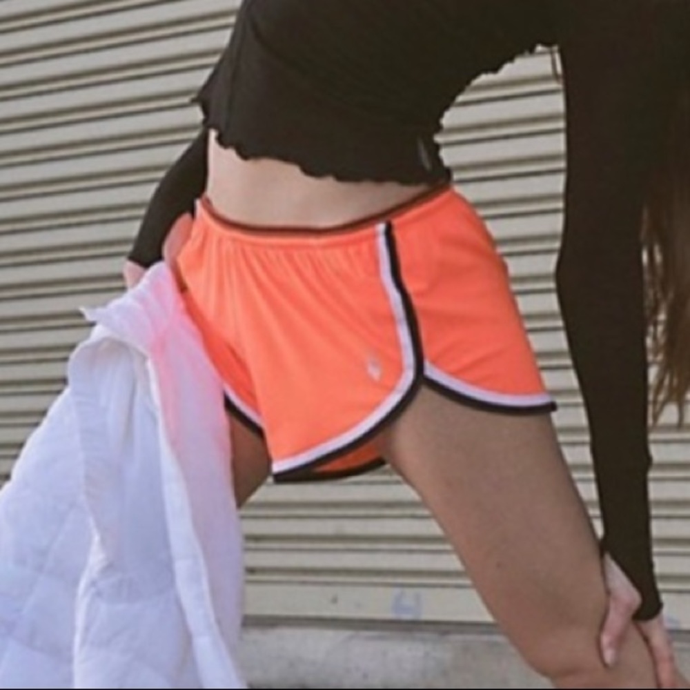 Free People So Fit in Neon Coral Shorts